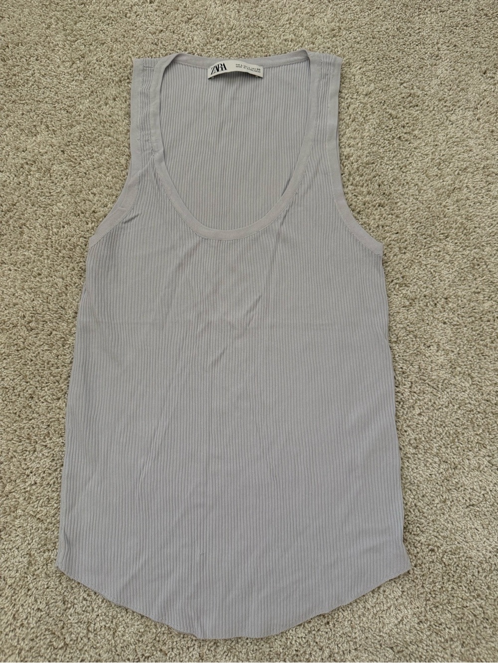 Zara Light Lilac Ribbed Tank Top